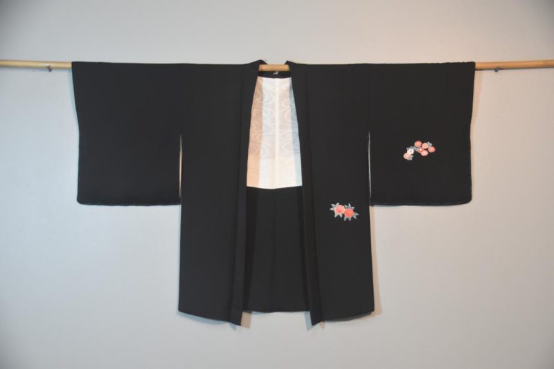 Black Floral Vintage Silk Haori - Image 5