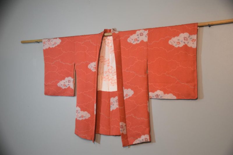 Japanese Deep Peach Vintage Silk Haori - Image 3