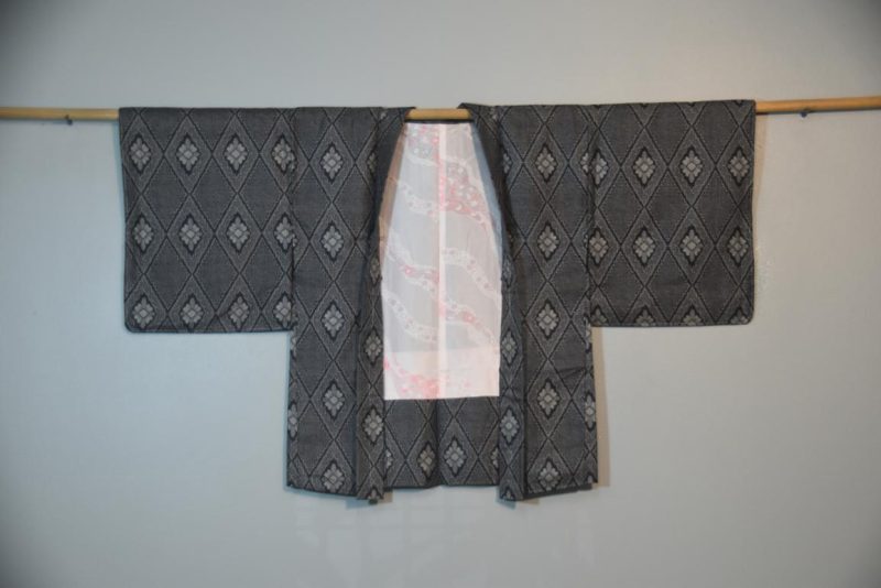 Black White Vintage Silk Haori - Image 5