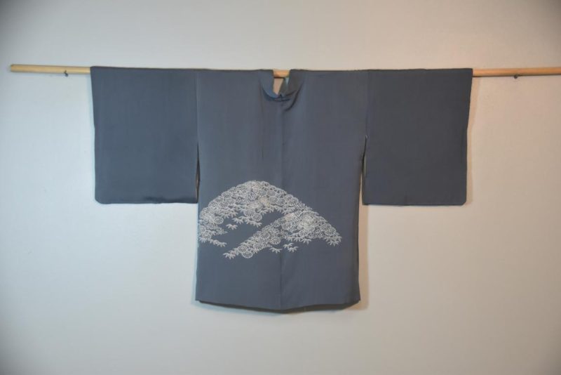 Steel Blue Vintage Silk Haori - Image 4