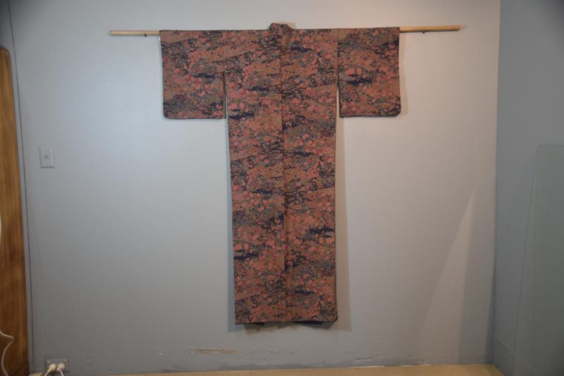 Japanese Floral Silk Crepe Kimono