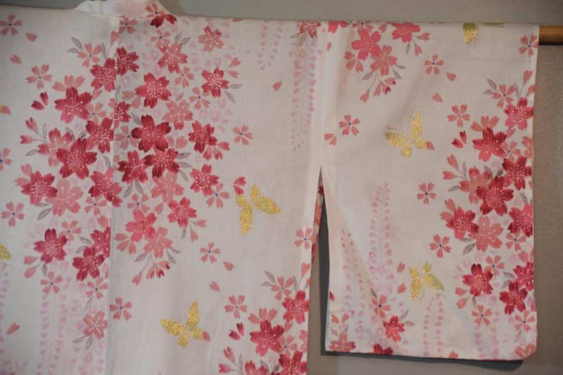 Golden Butterfly Vintage Japanese Cotton Yukata - Image 4