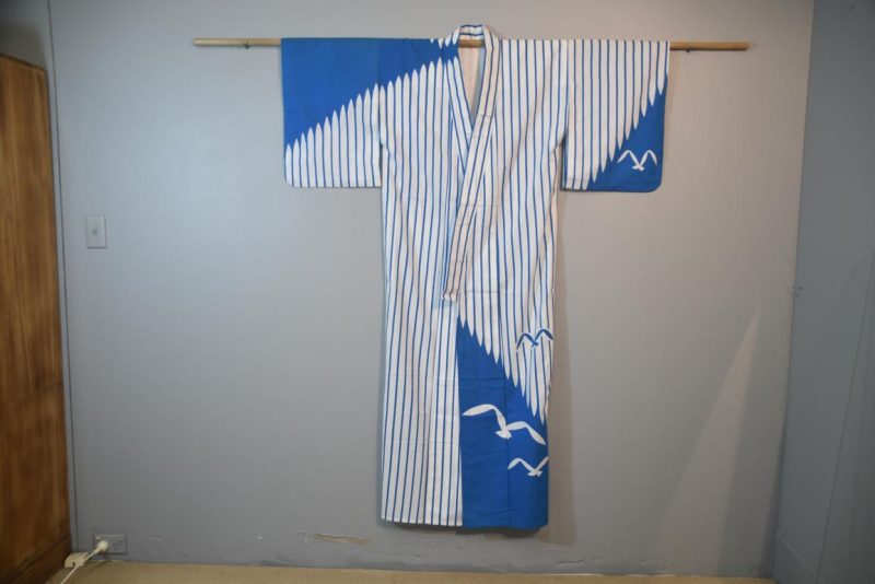 Blue Stripe Vintage Japanese Cotton Yukata - Image 3