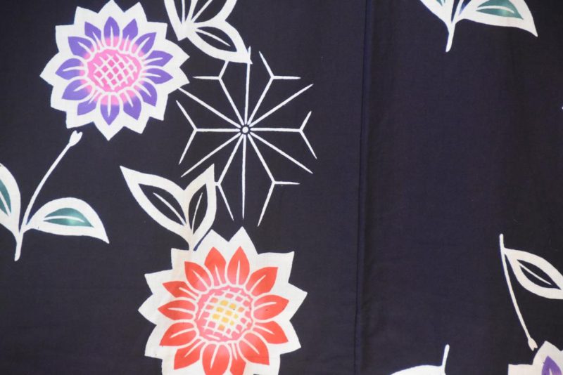 Japanese Flowers Vintage Cotton Yukata - Image 2