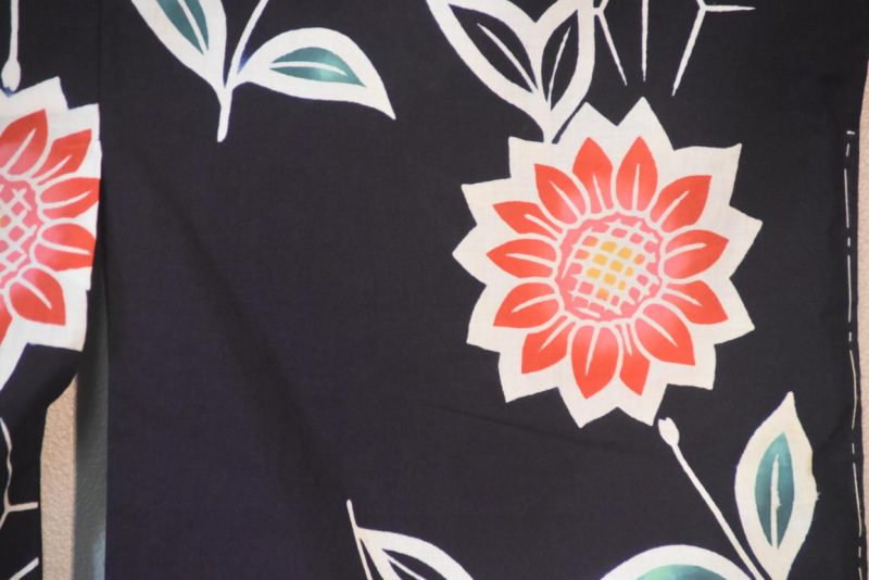 Japanese Flowers Vintage Cotton Yukata - Image 3