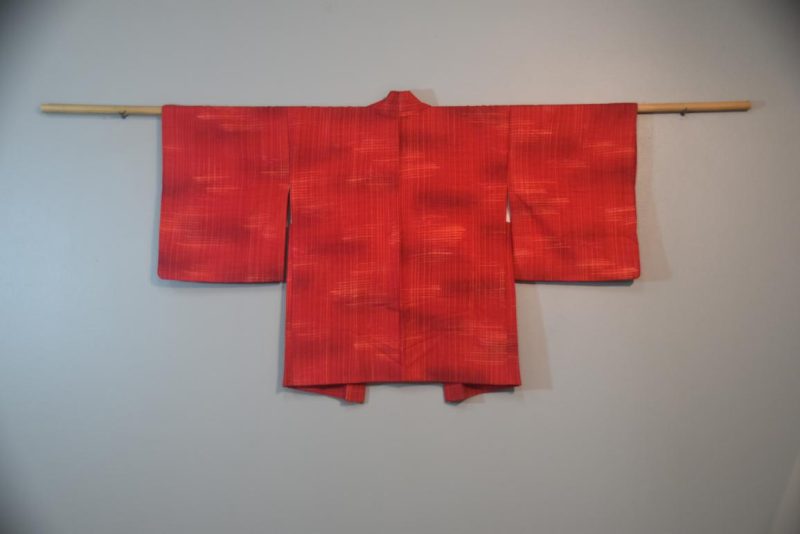 Checkered Pink Orange Vintage Silk Haori