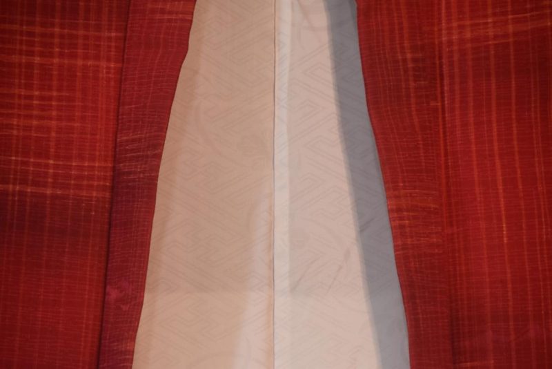 Checkered Pink Orange Vintage Silk Haori - Image 10