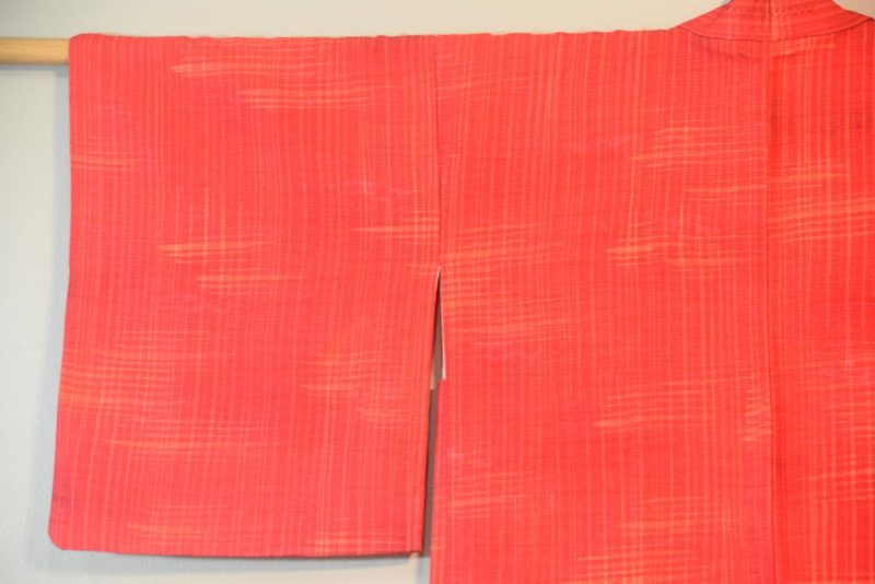 Checkered Pink Orange Vintage Silk Haori - Image 7