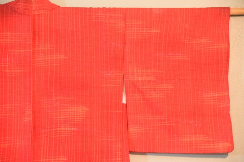 Checkered Pink Orange Vintage Silk Haori - Image 8