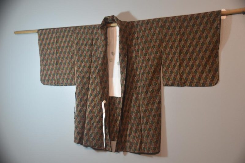 Geometric Designer Vintage Silk Haori Jacket - Image 3