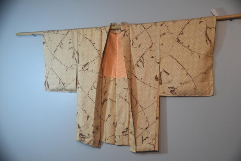 Caramel Jacquard Vintage Silk Haori Jacket - Image 4