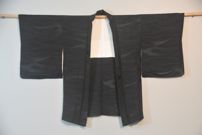 Jacquard Waves Vintage Japanese Silk Haori - Image 3