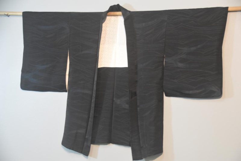 Jacquard Waves Vintage Japanese Silk Haori - Image 7