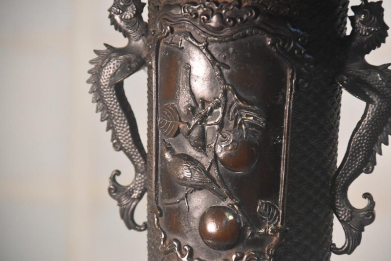 Japanese Cast Bronze Usubata Vase Width:295mm - Image 2