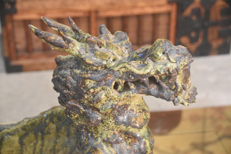 Large Oribe Pottery Dragon Boat Vase Width:1040mm - Image 6