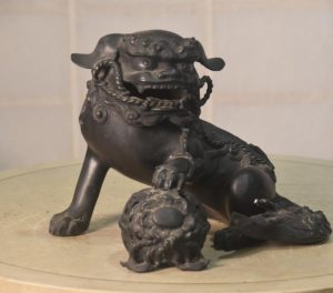 Japanese Cast Bronze Lion Dog Shishi Width:230mm