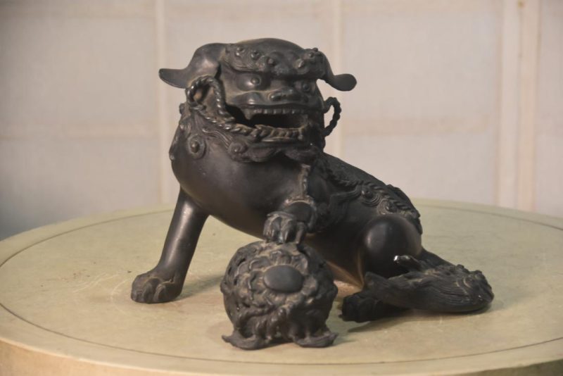 Japanese Cast Bronze Lion Dog Shishi Width:230mm