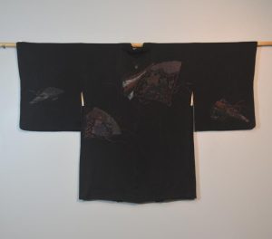 Black Fan Vintage Japanese Silk Haori