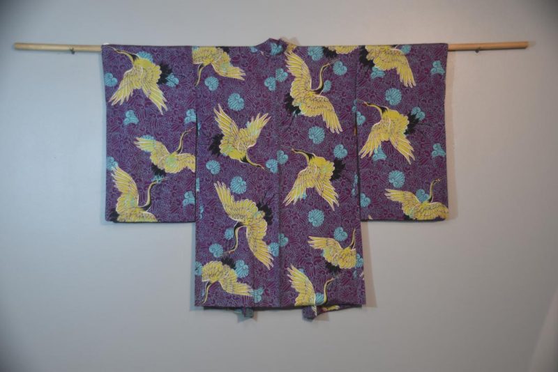 Cranes Vintage Silk Haori Jacket