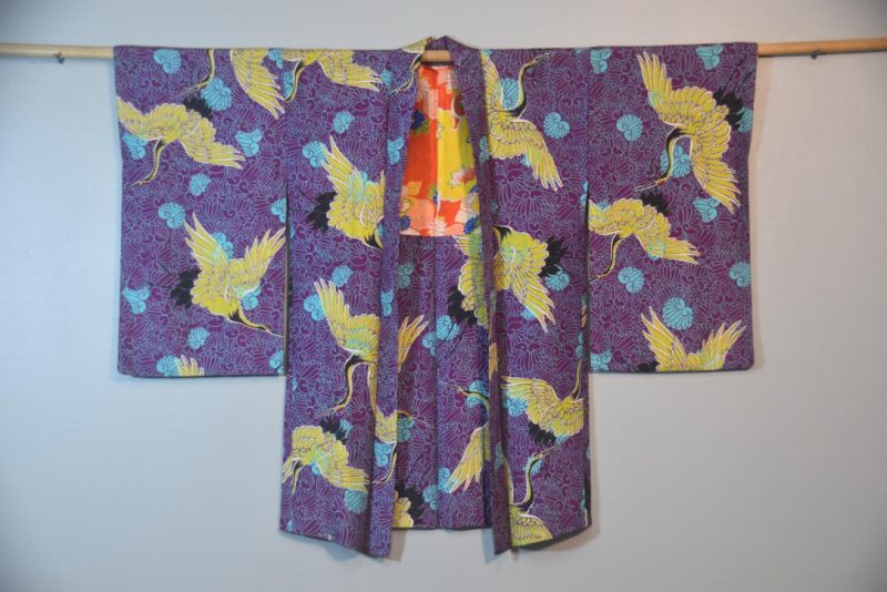 Cranes Vintage Silk Haori Jacket - Image 5