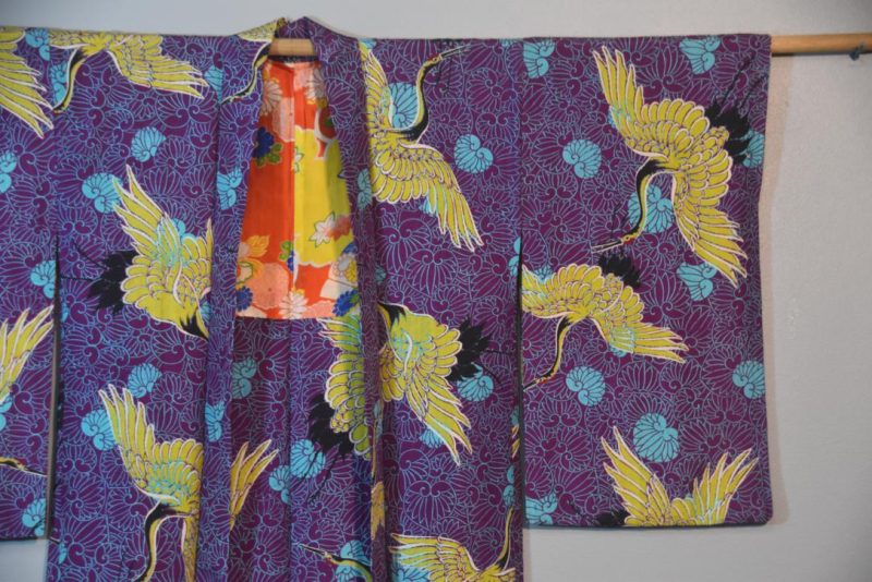 Cranes Vintage Silk Haori Jacket - Image 4