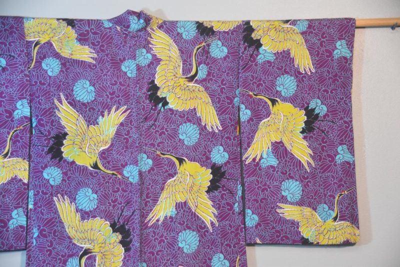 Cranes Vintage Silk Haori Jacket - Image 3