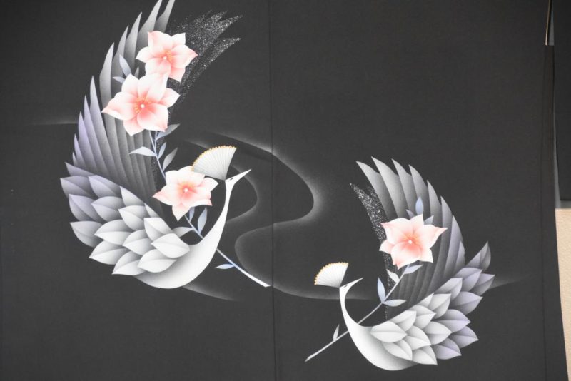 Swans and Flowers Vintage Japanese Silk Haori - Image 2