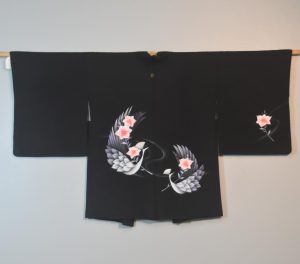 Swans and Flowers Vintage Japanese Silk Haori