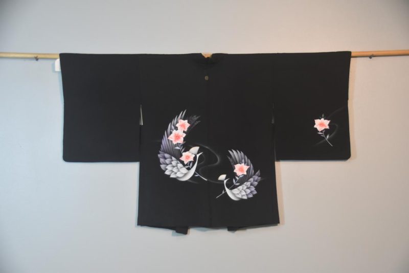 Swans and Flowers Vintage Japanese Silk Haori