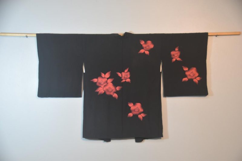 Black Tsubaki Vintage Japanese Silk Haori - Image 4