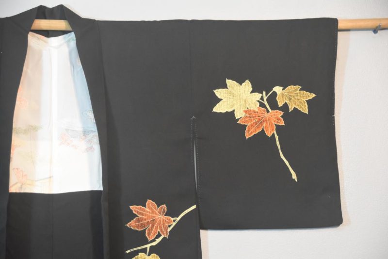 Autumn Leaves Vintage Japanese Silk Haori - Image 3