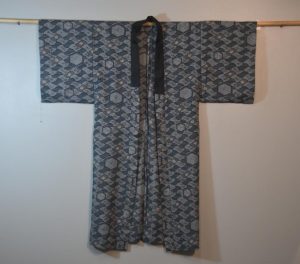 Grey Blue Wind Swirl Man's Kimono