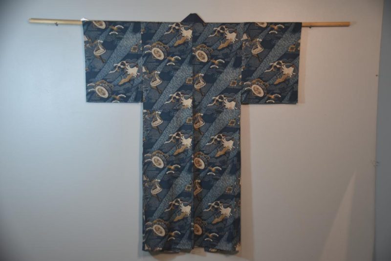 Cranes & Clouds Mid Blue Man's Kimono - Image 5
