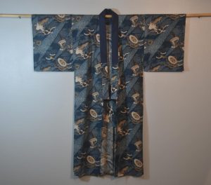 Cranes & Clouds Mid Blue Man's Kimono