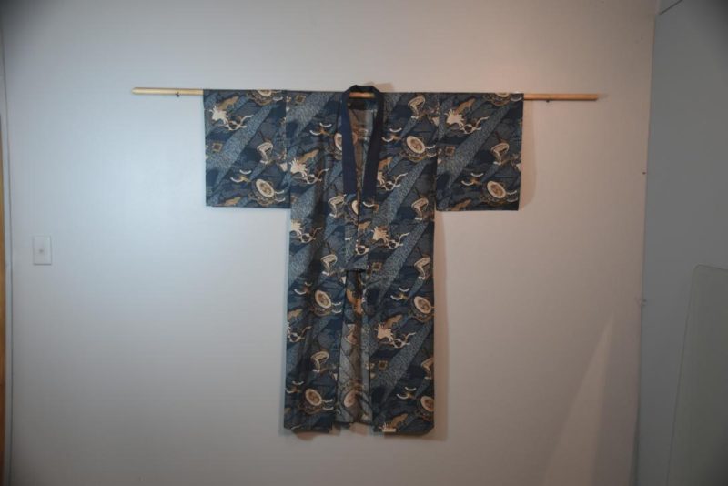 Cranes & Clouds Mid Blue Man's Kimono - Image 6