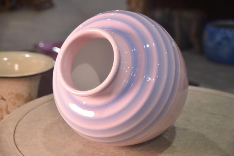 Pink and Blue Flambe Glaze Vase Height:260mm - Image 6