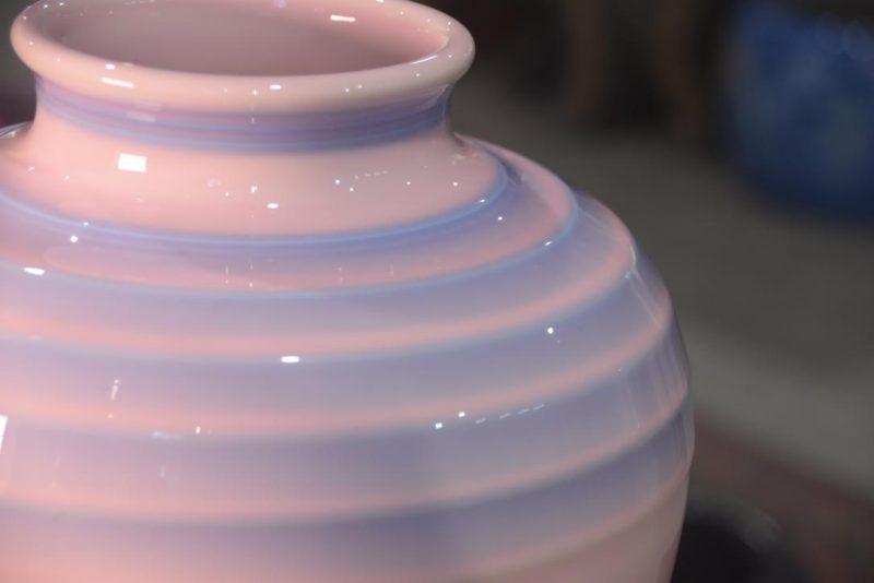 Pink and Blue Flambe Glaze Vase Height:260mm - Image 2