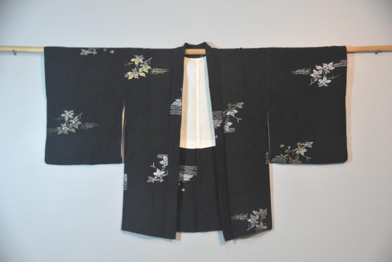 Silvery Leaves Vintage Japanese Silk Haori - Image 5