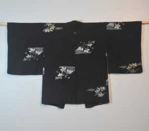 Silvery Leaves Vintage Japanese Silk Haori