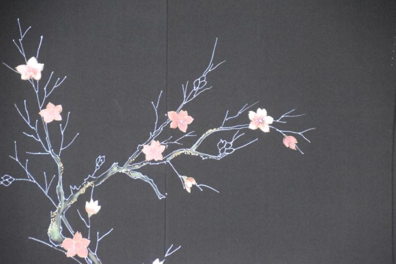 Cherry Blossom Vintage Japanese Silk Haori - Image 2