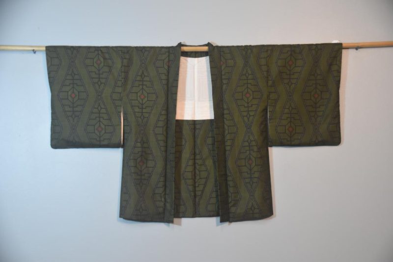 Emerald Green Vintage Silk Haori Jacket - Image 5
