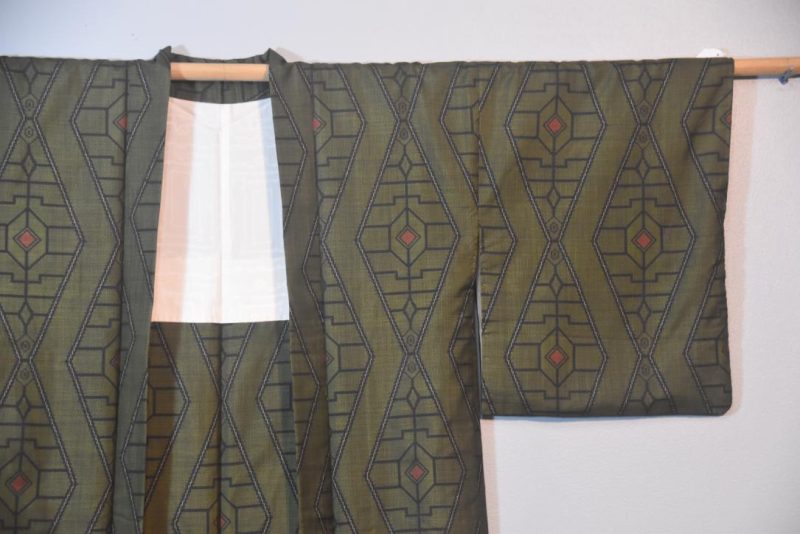 Emerald Green Vintage Silk Haori Jacket - Image 4
