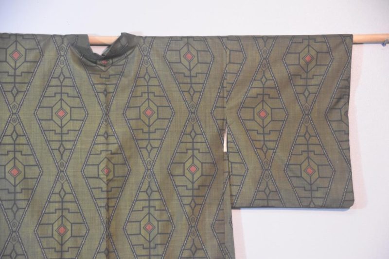 Emerald Green Vintage Silk Haori Jacket - Image 3