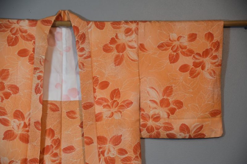 Peach Flowers Vintage Silk Haori Jacket - Image 3