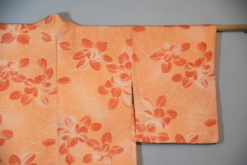 Peach Flowers Vintage Silk Haori Jacket - Image 4