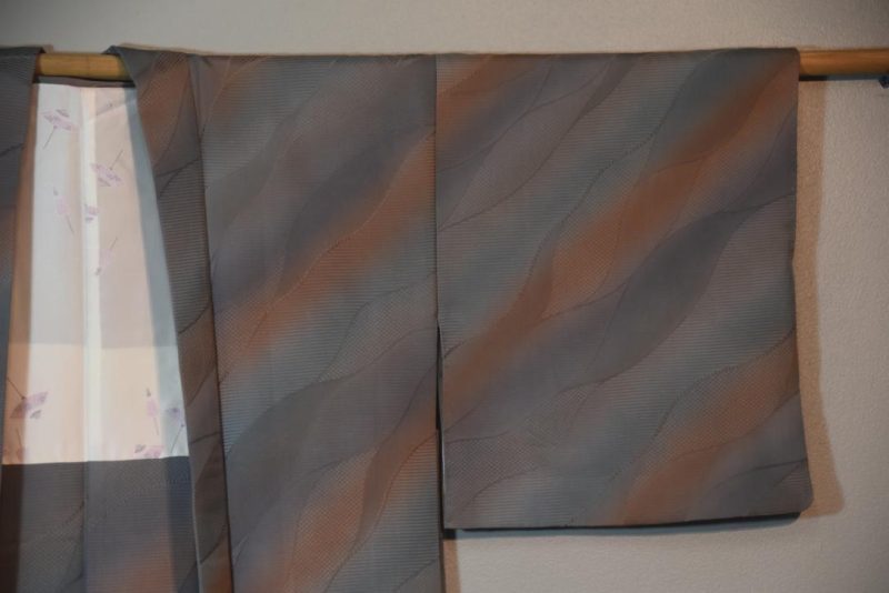 Mauve and Grey Vintage Silk Haori Jacket - Image 5