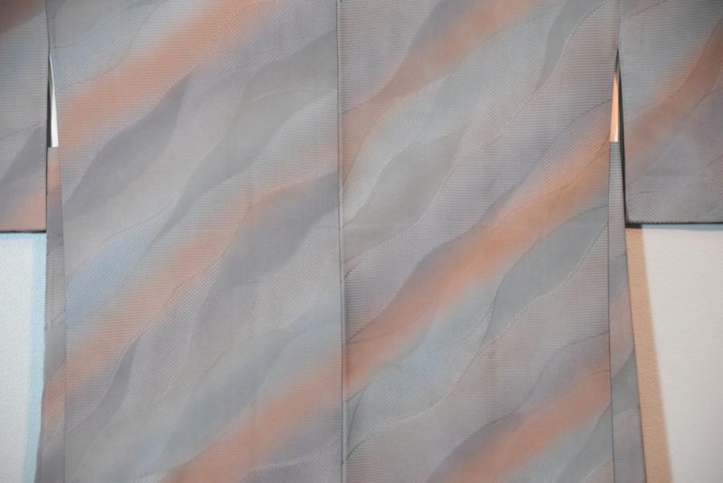 Mauve and Grey Vintage Silk Haori Jacket - Image 2