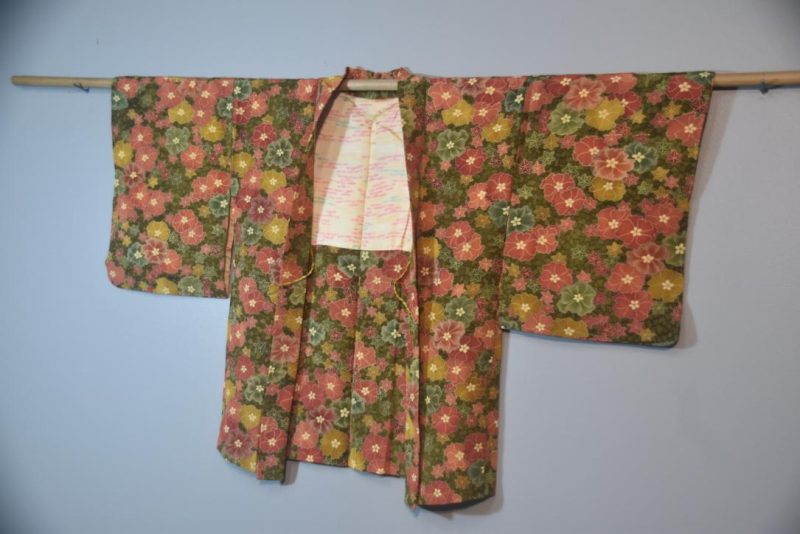 Coral Floral Vintage Silk Haori Jacket - Image 4