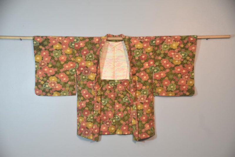 Coral Floral Vintage Silk Haori Jacket