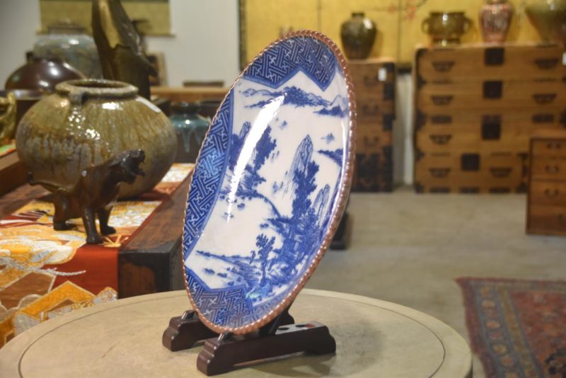 Japanese Blue and White Inban Plate Width:400mm - Image 4